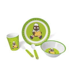Trötsch 11858 Kindergeschirr "Pittiplatsch Mit Keks" Grün 5tlg. Melamin