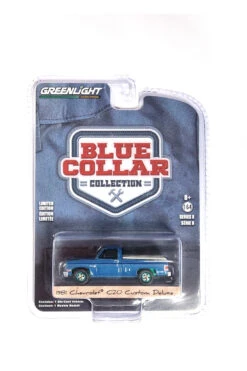 Chase Car! Greenlight 35180-D Chevrolet C20 Custom Deluxe Blau Metallic/grün - Blue Collar Maßstab 1