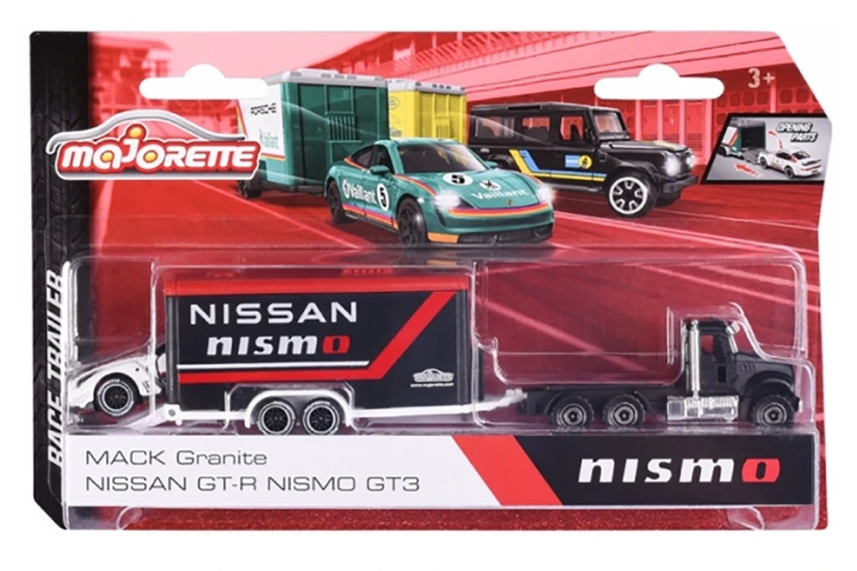 Majorette 212053111 Race Trailer Set Mack Granite + Nissan GT-R Nismo GT3 Maßstab Ca. 1:64 5 Majorette 212053111 Race Trailer Set Mack Granite + Nissan GT-R Nismo GT3 Maßstab Ca. 1:64 – Bild 3
