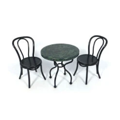 Creal 330108 Bistrotisch Mit 2 Stühlen Schwarz 1:12 Für Puppenhaus