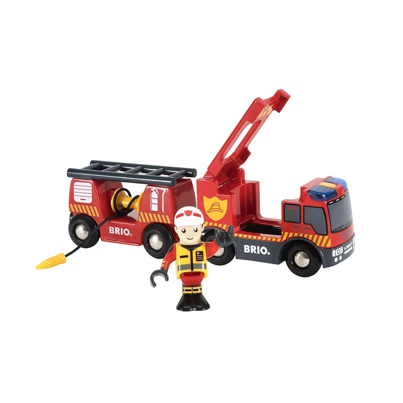 Brio 33811 Feuerwehr-Leiterfahrzeug Mit Licht & Sound Für Holzeisenbahn 3 Brio 33811 Feuerwehr-Leiterfahrzeug Mit Licht & Sound Für Holzeisenbahn