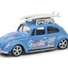 Schuco 452034400 VW Käfer Lowrider "Peace" Mit Surfbretter Blau Maßstab 1:64 Modellauto -Spielwarenladen 452034400 1 VW Kafer Lowrider Peace mit Surfbretter blau
