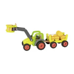 Goki 55887 Frontlader Mit Heuwagen Gelb Holz