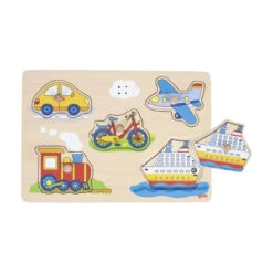 Goki 57519 Soundpuzzle "Verkehrsmittel" Mit Fahrzeugsounds Holz