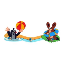 ABA 674044 Kinder-Garderobe "Der Kleine Maulwurf Mit Hase Im Wasser" Holz 39 Cm