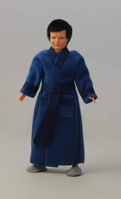 Caco 07021100 Puppe "Mann" Frisur Blauer Bademantel 1:12 Für Puppenhaus