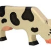 Holztiger 80002 Kuh Grasend Schwarz/weiß Holztier Goki -Spielwarenladen 80002 Kuh grasend