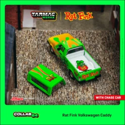 Vororder Tarmac T64S-013-RF1 Volkswagen Caddy Rat Fink Grün/gelb Collab64 Maßstab 1:64 Modellauto